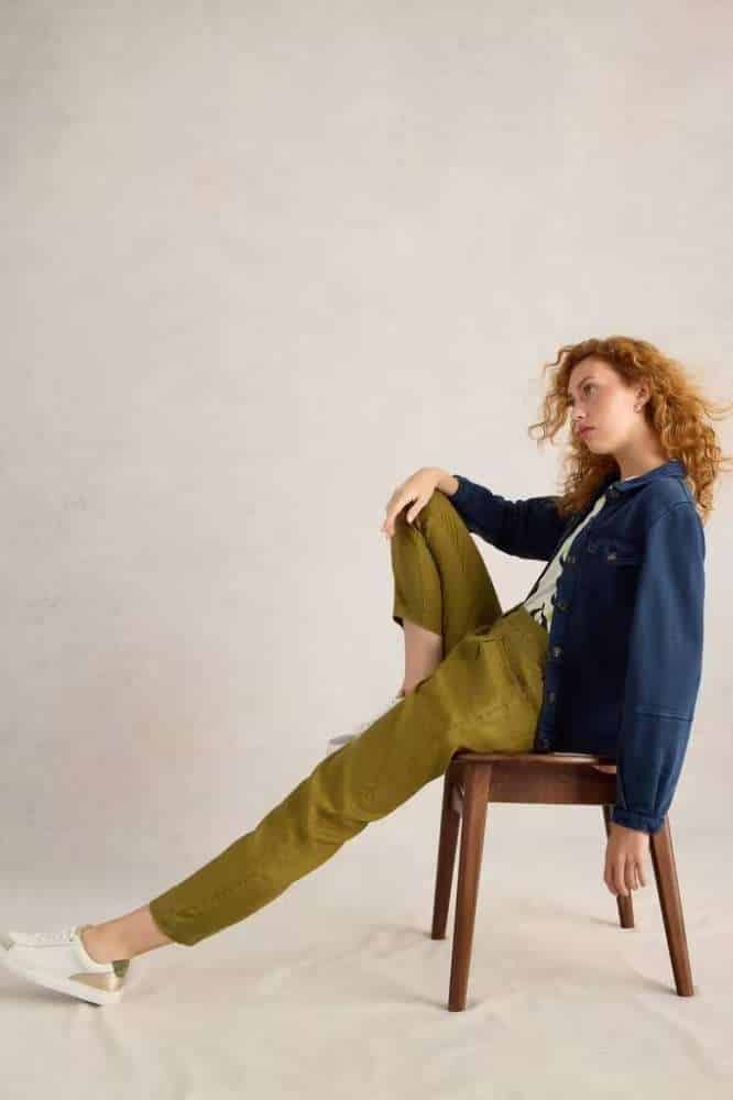 White Stuff Rowena Linen Trouser Khaki Green - La Vie en Rose Damesmode