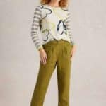 White Stuff Rowena Linen Trouser Khaki Green - La Vie en Rose Damesmode