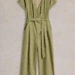 White Stuff Verity Linen Blend Jumpsuit Green Print - La Vie en Rose Damesmode