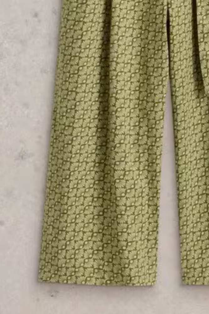 White Stuff Verity Linen Blend Jumpsuit Green Print - La Vie en Rose Damesmode