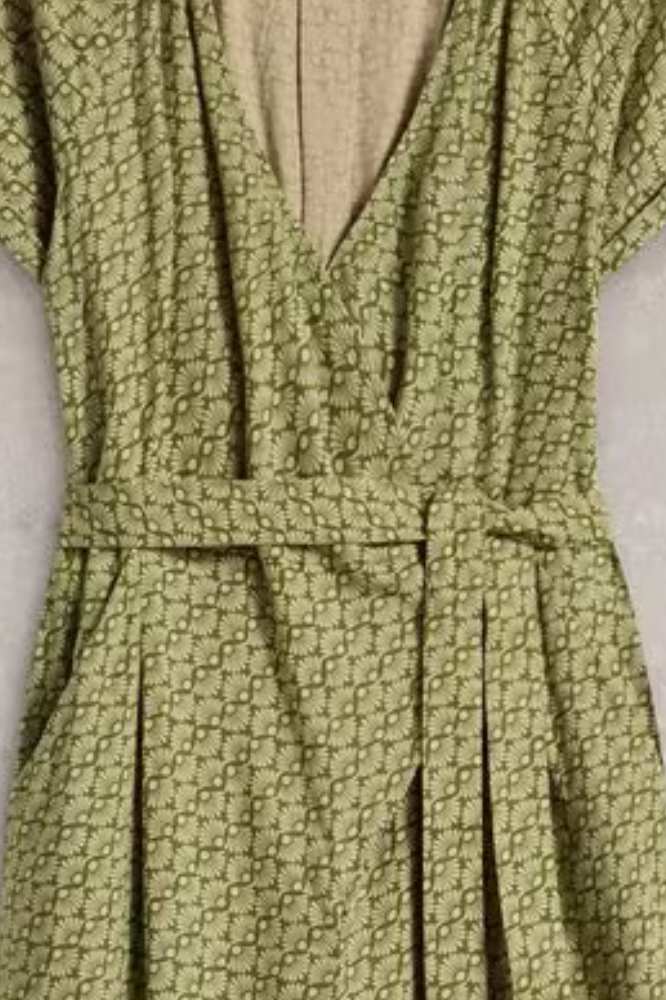 White Stuff Verity Linen Blend Jumpsuit Green Print - La Vie en Rose Damesmode
