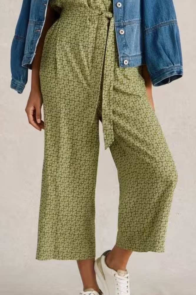 White Stuff Verity Linen Blend Jumpsuit Green Print - La Vie en Rose Damesmode