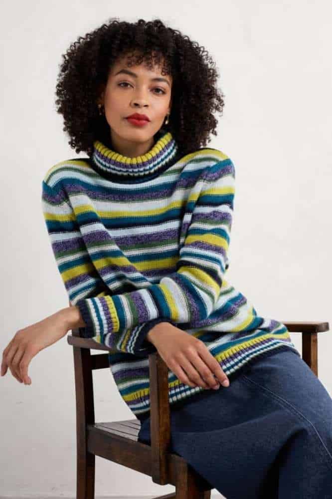 Seasalt Cornwall Braque Jumper Concertina Dark Citron Multi - La Vie en Rose Damesmode