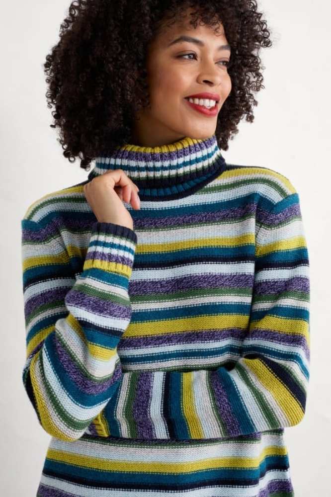 Seasalt Cornwall Braque Jumper Concertina Dark Citron Multi - La Vie en Rose Damesmode