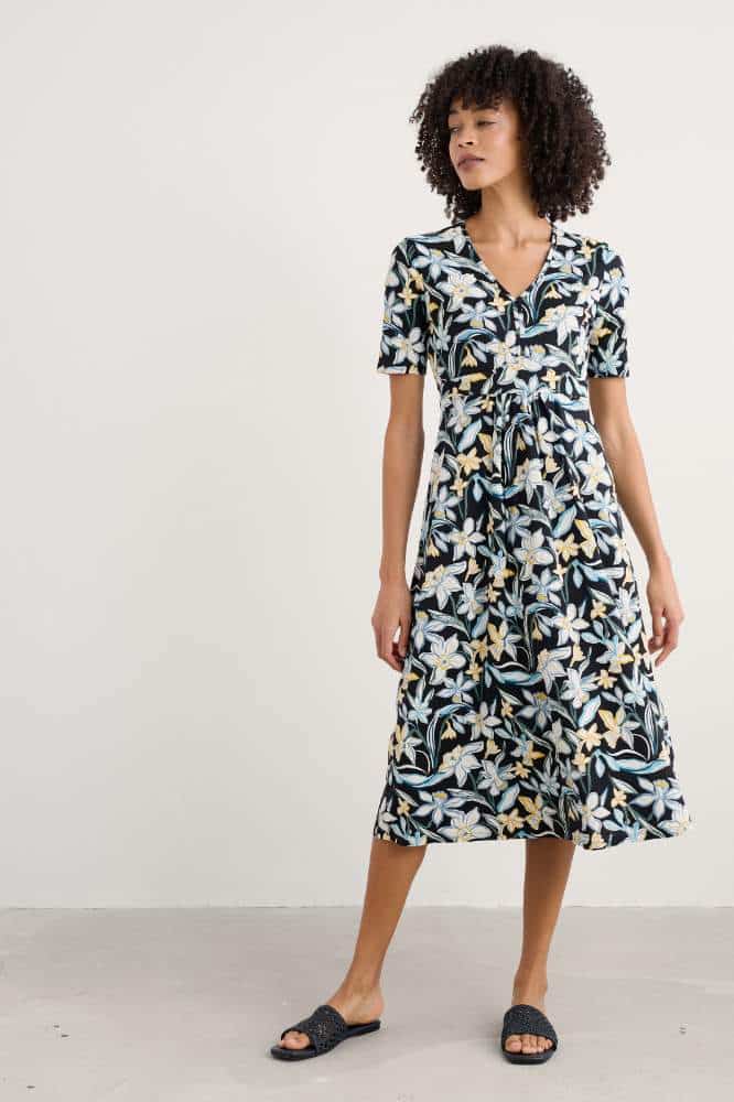 Seasalt Cornwall Carwynnen Dress Painted Daffodil Inkwell - La Vie en Rose Damesmode