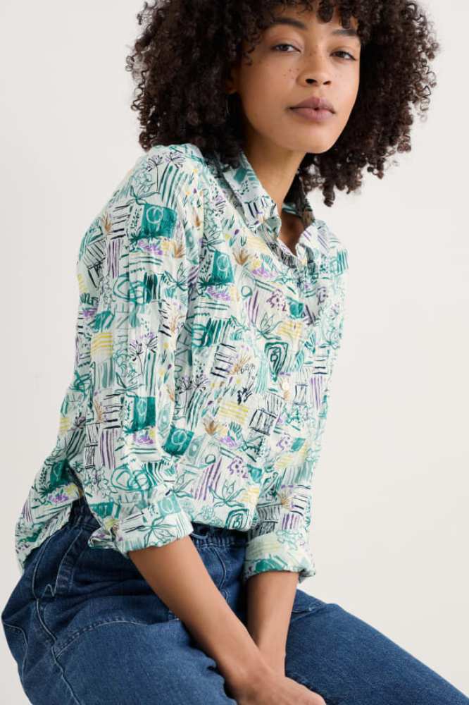 Seasalt Cornwall Larissa Shirt Garden Studio Sketch Chalk - La Vie en Rose Damesmode
