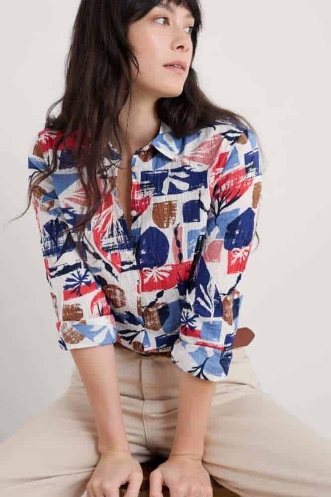 Seasalt Cornwall Larissa Shirt Marine Forms Chalk - La Vie en Rose Damesmode