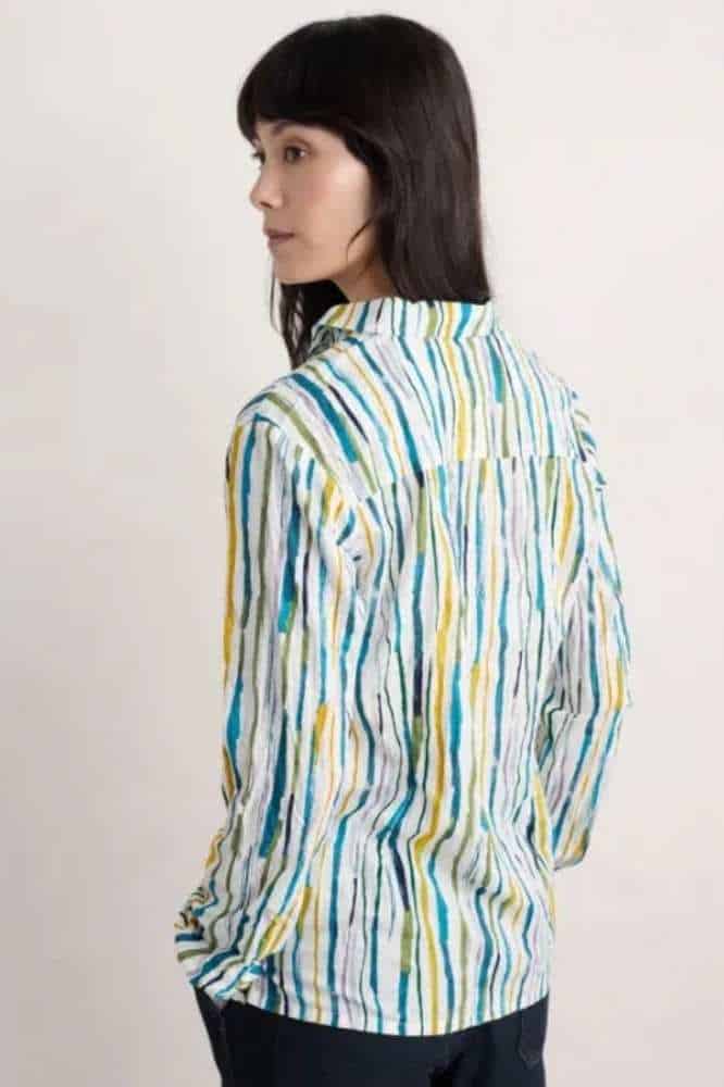 Seasalt Cornwall Larissa Shirt Painterly Stripe Chalk - La Vie en Rose Damesmodev