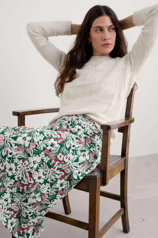 Seasalt Cornwall Rose Skirt Calf Garden Flowers Dark Forage - La Vie en Rose Damesmode