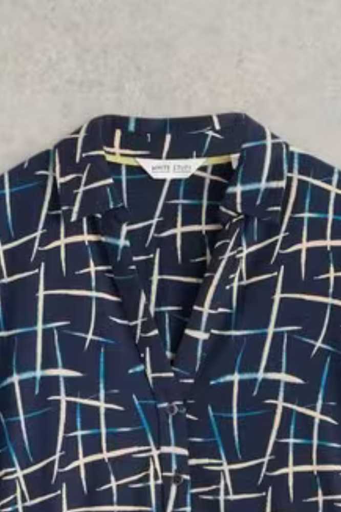 White Stuff Annie Jersey Shirt Dress Navy Print - La Vie en Rose Damesmode