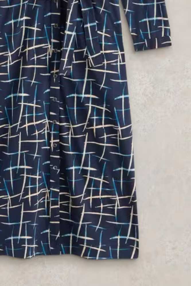 White Stuff Annie Jersey Shirt Dress Navy Print - La Vie en Rose Damesmode