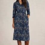 White Stuff Annie Jersey Shirt Dress Navy Print - La Vie en Rose Damesmode