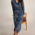 White Stuff Annie Jersey Shirt Dress Navy Print - La Vie en Rose Damesmode