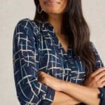 White Stuff Annie Jersey Shirt Dress Navy Print - La Vie en Rose Damesmode