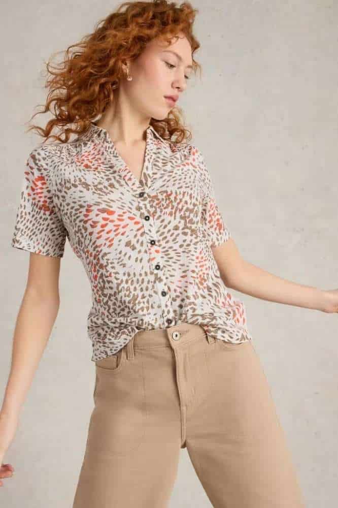 White Stuff Annie Jersey Shirt Grey Print - La Vie en Rose Damesmode