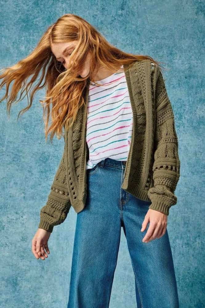 White Stuff Charlotte Cardi Navy Multi- La Vie en Rose Damesmode