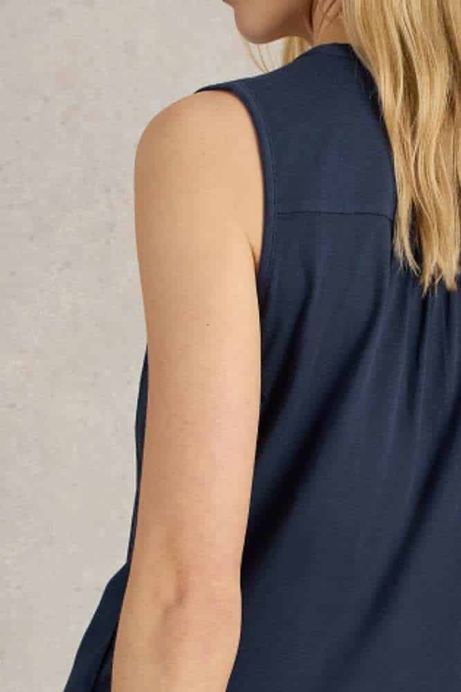 White Stuff Delilah Button Top Dark Navy - La Vie en Rose Damesmode