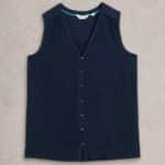 White Stuff Delilah Button Top Dark Navy - La Vie en Rose Damesmode