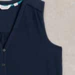 White Stuff Delilah Button Top Dark Navy - La Vie en Rose Damesmode