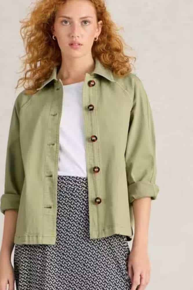 White Stuff Eden Denim Jacket Light Green - La Vie en Rose Damesmode