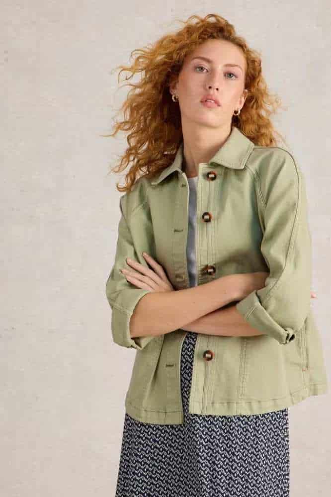 White Stuff Eden Denim Jacket Light Green - La Vie en Rose Damesmode