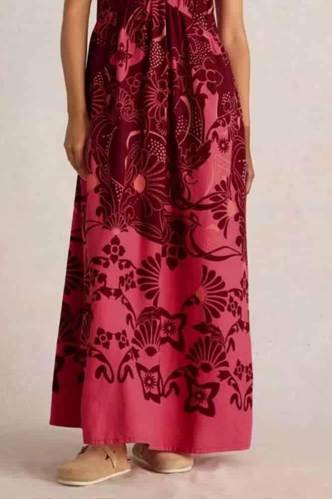 White Stuff Lorna Linen Blend Maxi Dress Red Multi - La Vie en Rose Damesmode