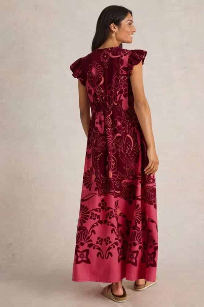 White Stuff Lorna Linen Blend Maxi Dress Red Multi - La Vie en Rose Damesmode
