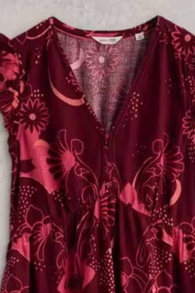 White Stuff Lorna Linen Blend Maxi Dress Red Multi - La Vie en Rose Damesmode