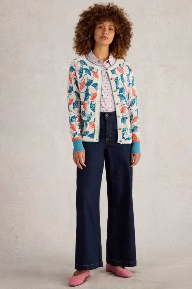 White Stuff Lulu Printed Cardi Natural Print - La Vie en Rose Damesmode