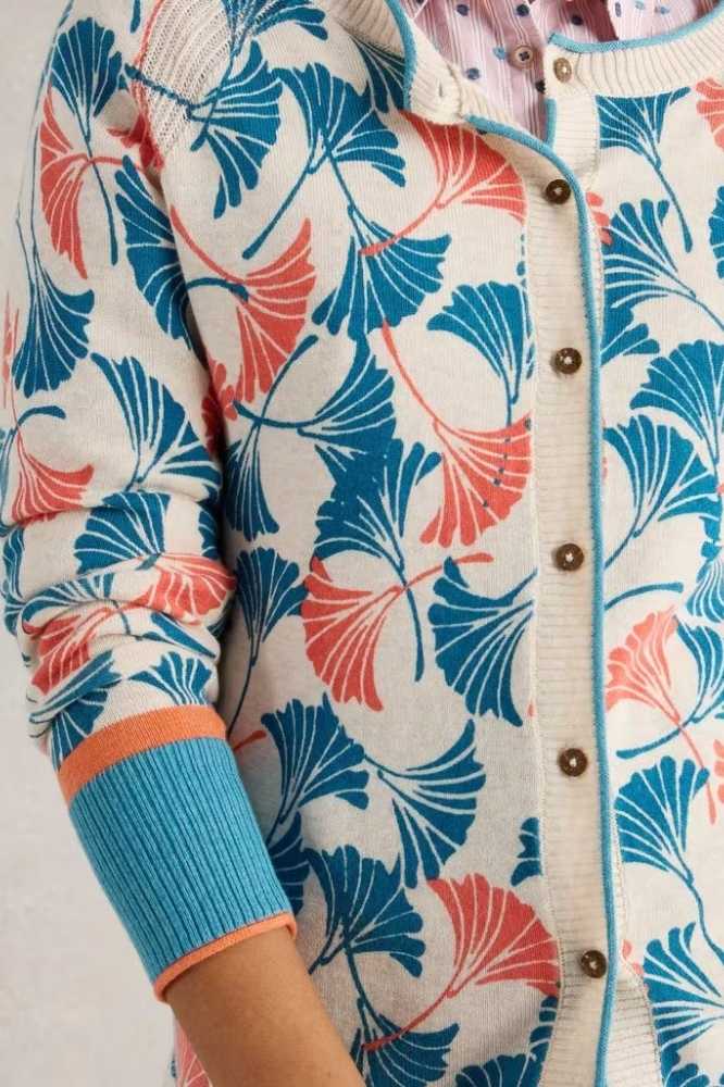 White Stuff Lulu Printed Cardi Natural Print - La Vie en Rose Damesmode