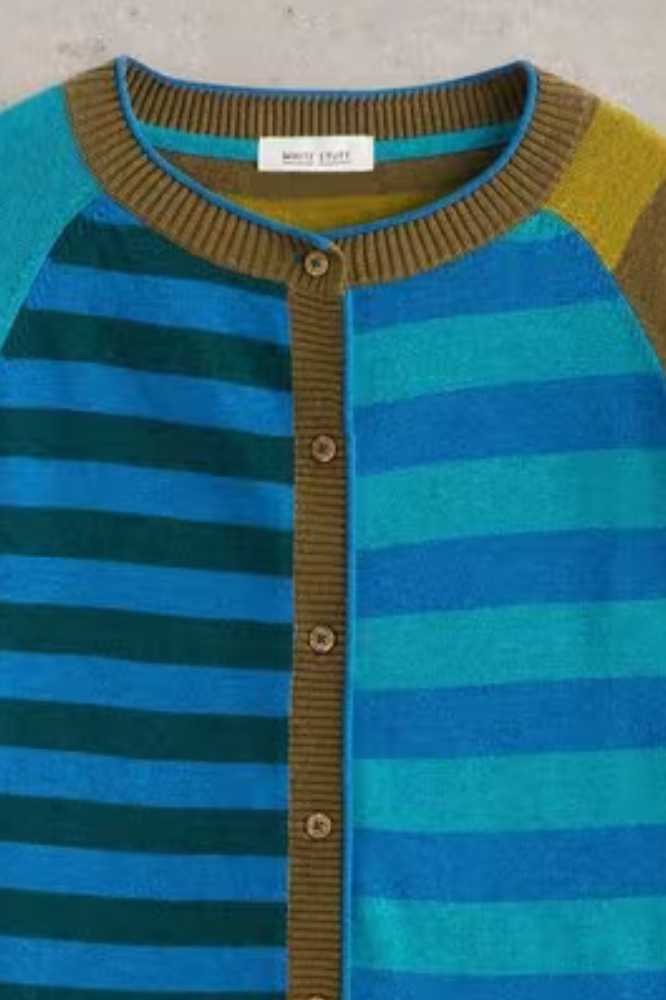 White Stuff Lulu Stripe Cardi Blue Multi - La Vie en Rose Damesmode