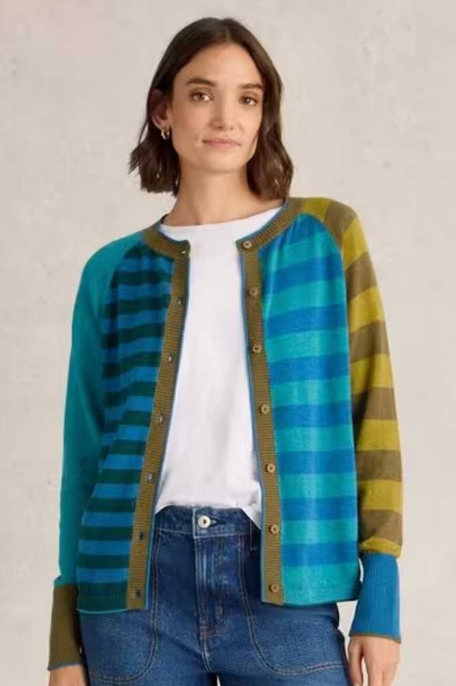 White Stuff Lulu Stripe Cardi Blue Multi - La Vie en Rose Damesmode