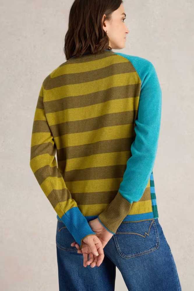 White Stuff Lulu Stripe Cardi Blue Multi - La Vie en Rose Damesmode
