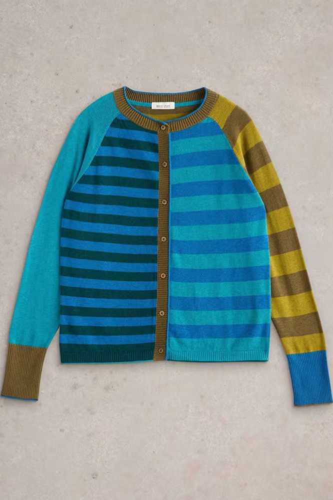 White Stuff Lulu Stripe Cardi Blue Multi - La Vie en Rose Damesmode