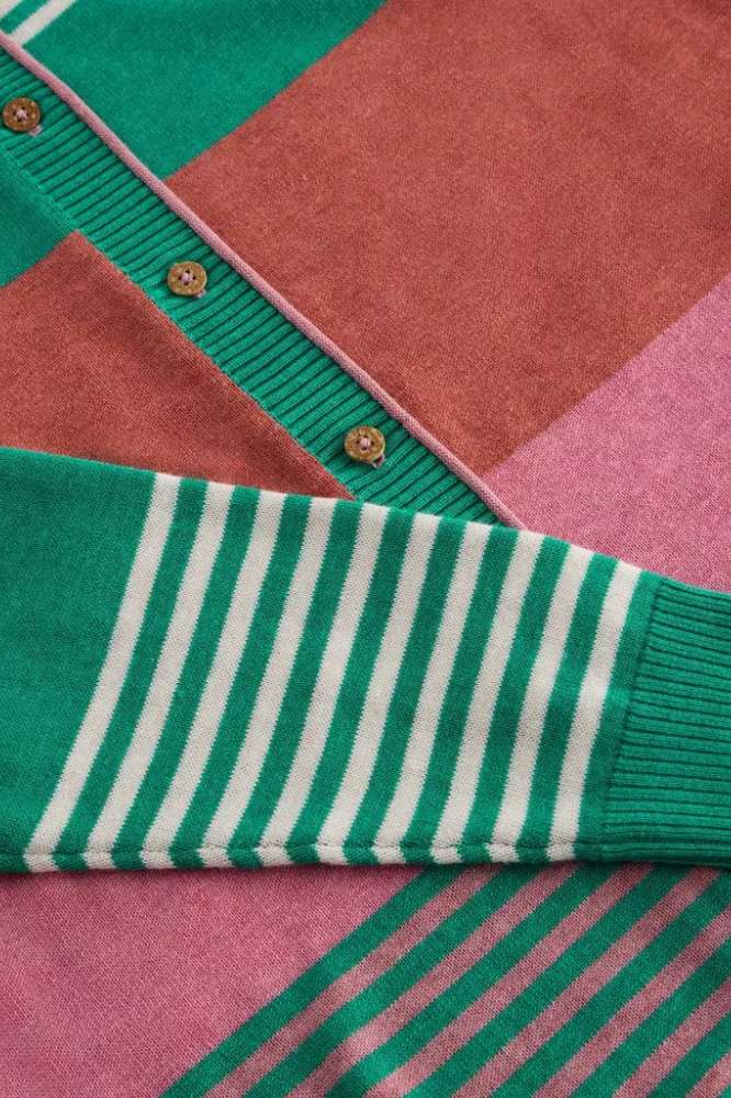 White Stuff Lulu Stripe Cardi Pink Multi - La Vie en Rose Damesmode