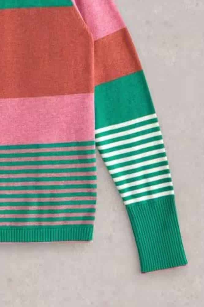 White Stuff Lulu Stripe Cardi Pink Multi - La Vie en Rose Damesmode