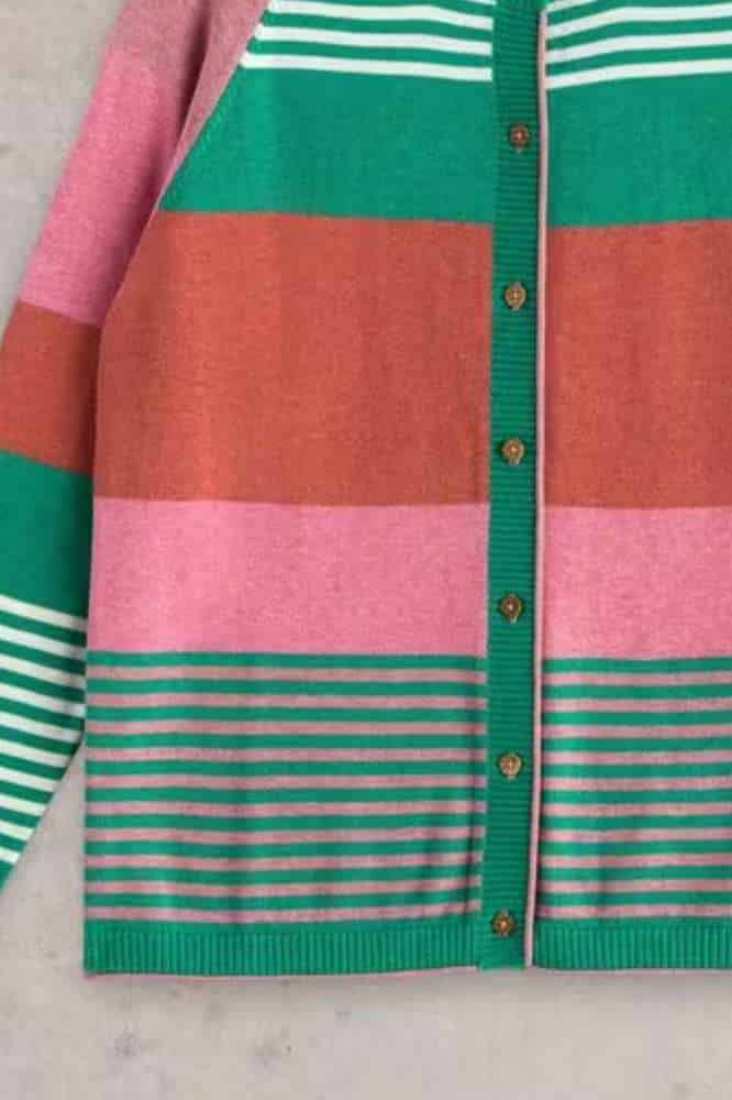White Stuff Lulu Stripe Cardi Pink Multi - La Vie en Rose Damesmode