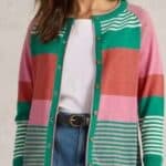 White Stuff Lulu Stripe Cardi Pink Multi - La Vie en Rose Damesmode