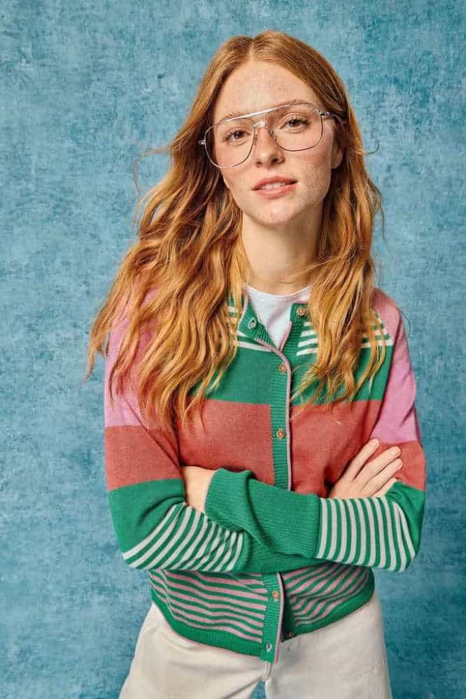 White Stuff Lulu Stripe Cardi Pink Multi - La Vie en Rose Damesmode