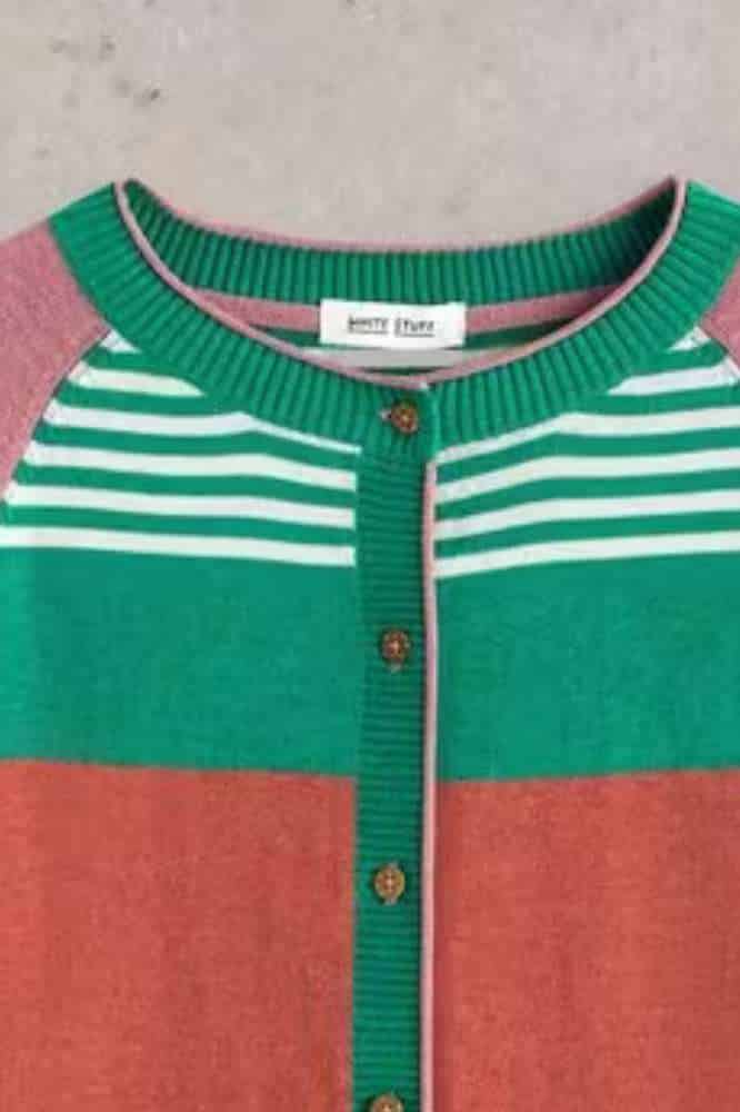 White Stuff Lulu Stripe Cardi Pink Multi - La Vie en Rose Damesmode