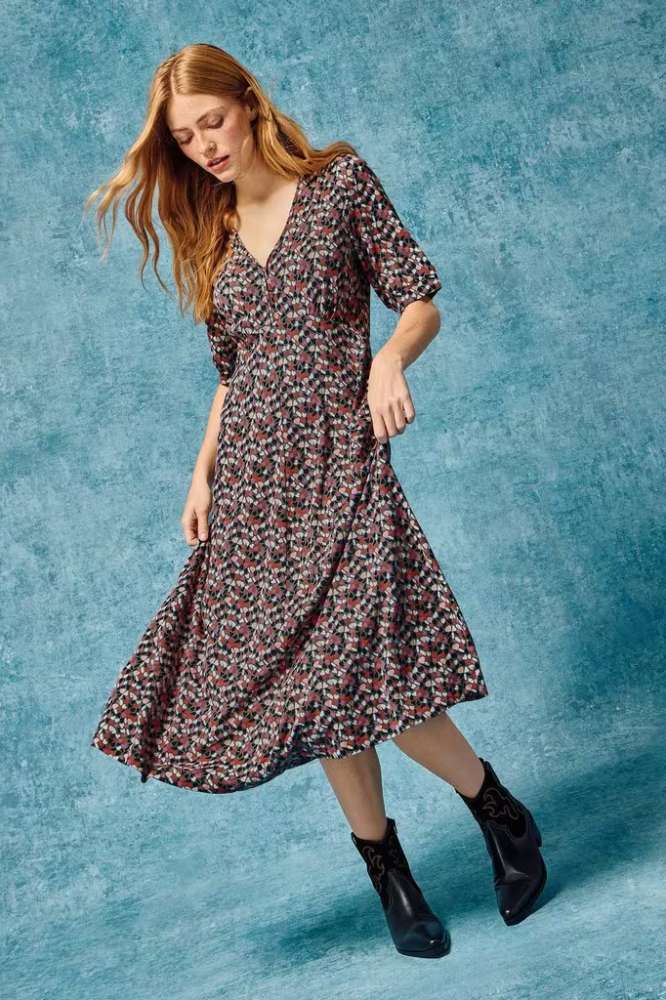 White Stuff Megan Jersey Dress Green Multi - La Vie en Rose Damesmode (1)