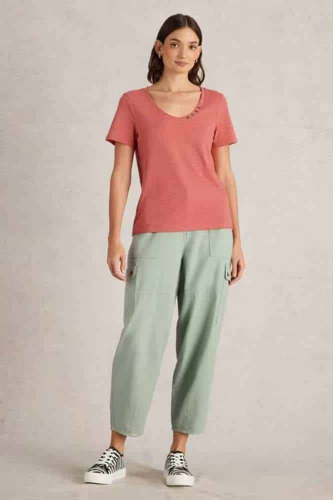 White Stuff Nadia Short Sleeve Tee Mid Coral - La Vie en Rose Damesmode