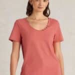 White Stuff Nadia Short Sleeve Tee Mid Coral - La Vie en Rose Damesmode