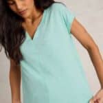 White Stuff Nelly Nep Notch Tee Bright Blue - La Vie en Rose Damesmode