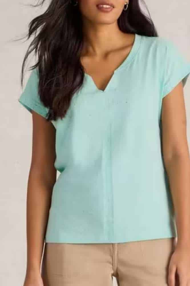 White Stuff Nelly Nep Notch Tee Bright Blue - La Vie en Rose Damesmode