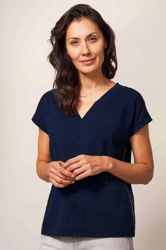 White Stuff Nelly Notch Tee Dark Navy - La Vie en Rose Damesmode