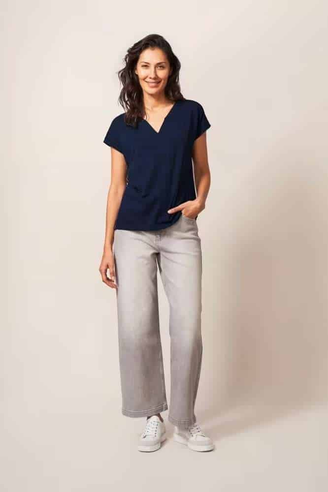 White Stuff Nelly Notch Tee Dark Navy - La Vie en Rose Damesmode