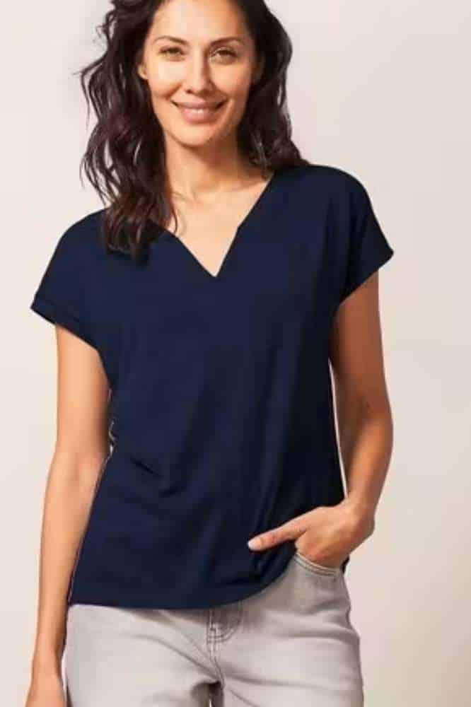 White Stuff Nelly Notch Tee Dark Navy - La Vie en Rose Damesmode