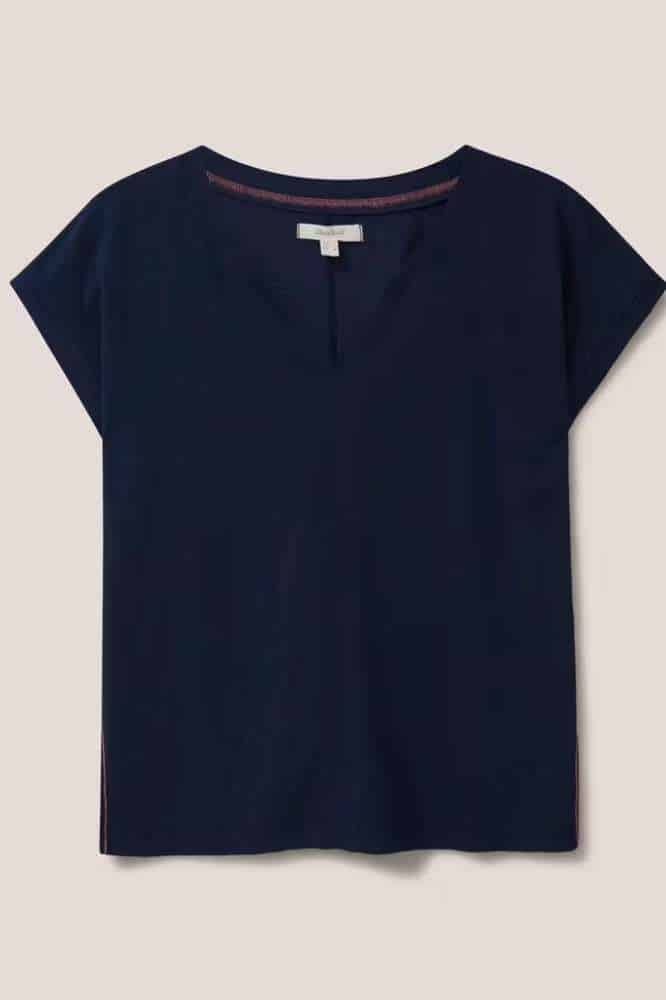 White Stuff Nelly Notch Tee Dark Navy - La Vie en Rose Damesmode