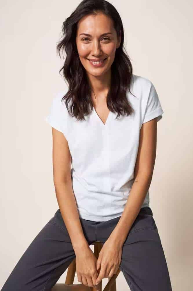 White Stuff Nelly Notch Tee Natural White- La Vie en Rose Damesmode